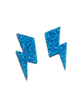 Blue glitter lightning bolt earrings II