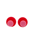 Two-tone red and pink circle earrings