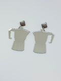 Italian mirror coffee pot earrings