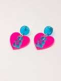 Blue Gummy Bear and Heart Earrings