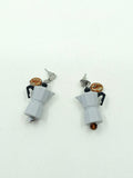 Italian coffee makers and coffee beans earrings