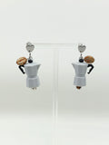 Italian coffee makers and coffee beans earrings