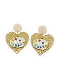 Painter's palette and hearts earrings