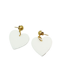 White Heart Earrings