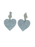 Silver glitter heart earrings