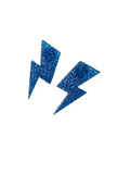 Blue glitter lightning bolt earrings II