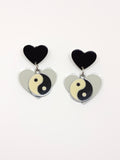 Yin Yang and hearts earrings
