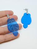 Translucent blue leaf earrings