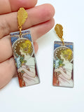 Alphonse Mucha Feather Earrings
