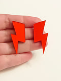 Red mirror lightning earrings