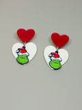 Pendientes corazones Grinch