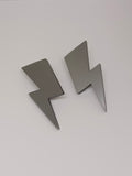 Silver-plated lightning bolt earrings