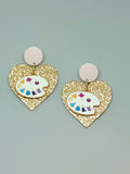 Painter's palette and hearts earrings