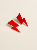 Red mirror lightning earrings
