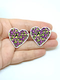 Pendientes Corazones leopardo rosa/amarillo
