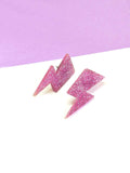 Pendientes Rayos glitter rosas