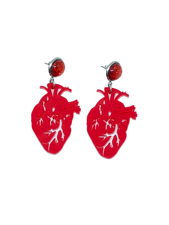 Pendientes Corazón anatómico rojo