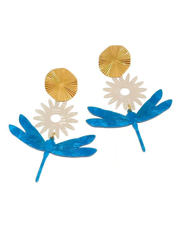 Blue dragonflies maxi earrings
