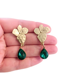 Pendientes Flores y lágrimas verdes