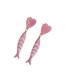 Pendientes Peces rosas y corazones