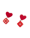 Pendientes Dados rojos y corazones