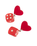 Pendientes Dados rojos y corazones