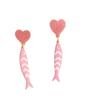 Pendientes Peces rosas y corazones