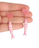 Pendientes Peces rosas y corazones