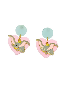 Pendientes Elefante volador y corazones