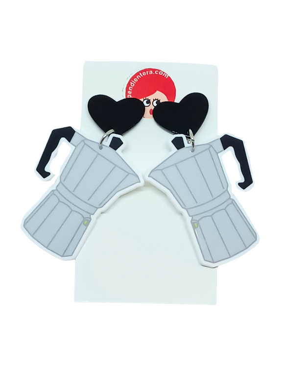 Pendientes Cafeteras y corazones
