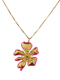 Colgante Flor dorada y fucsia