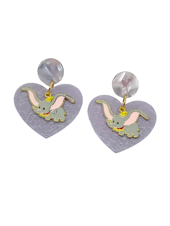 Pendientes Elefante volador y corazones