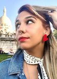 Red imperfect hearts earrings - custom made