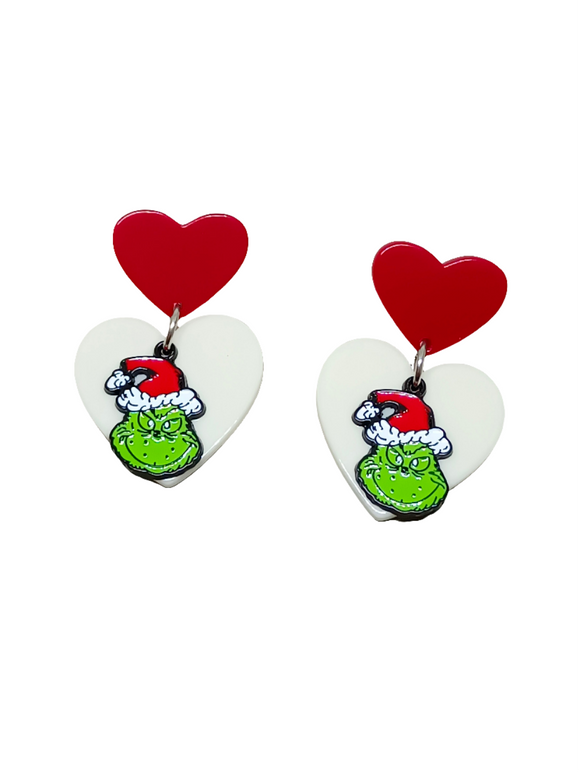 Pendientes corazones Grinch