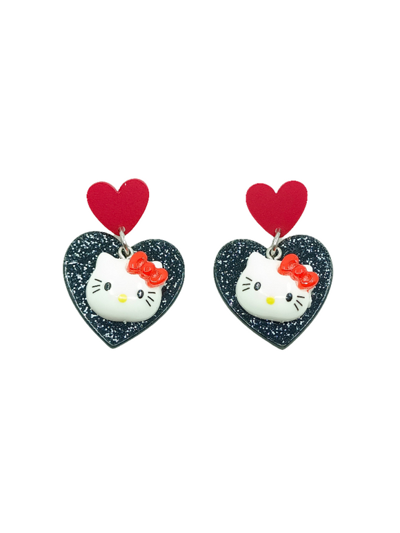 Pendientes Kitty y corazón
