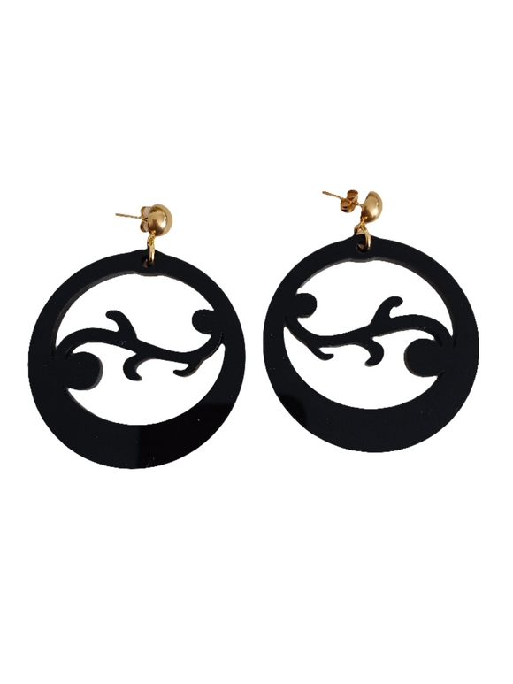 Pendientes maxi argollas canarias negras