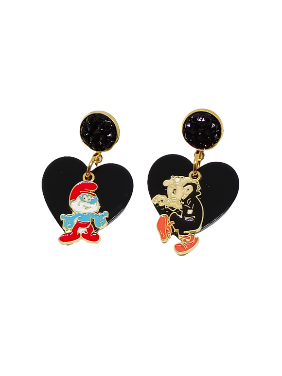 Pendientes Papá Pitufo, Gargamel y corazón