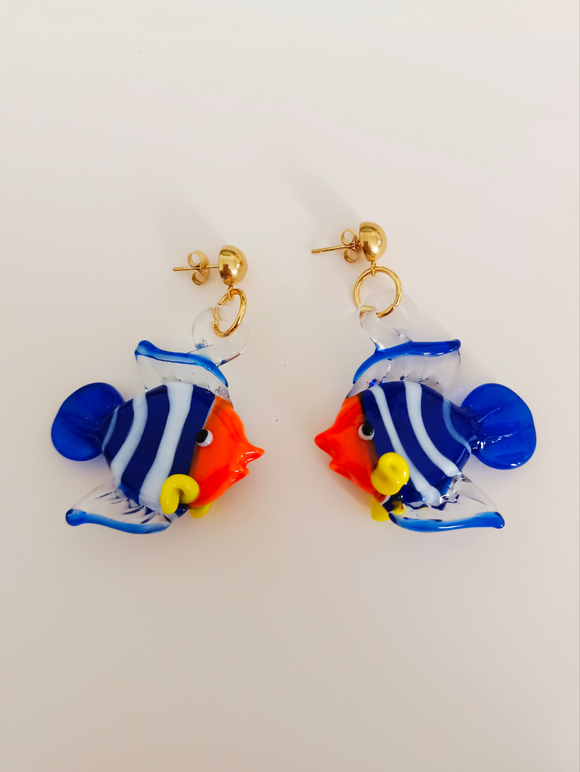 Pendientes de vidrio Peces multicolor