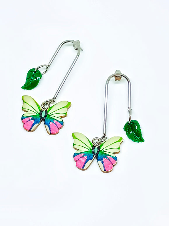 Butterflies and leaves earrings