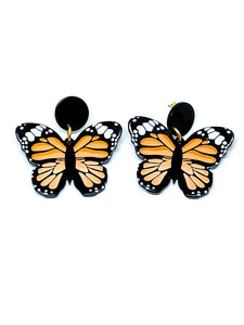 Pendientes Mariposa Monarca roja