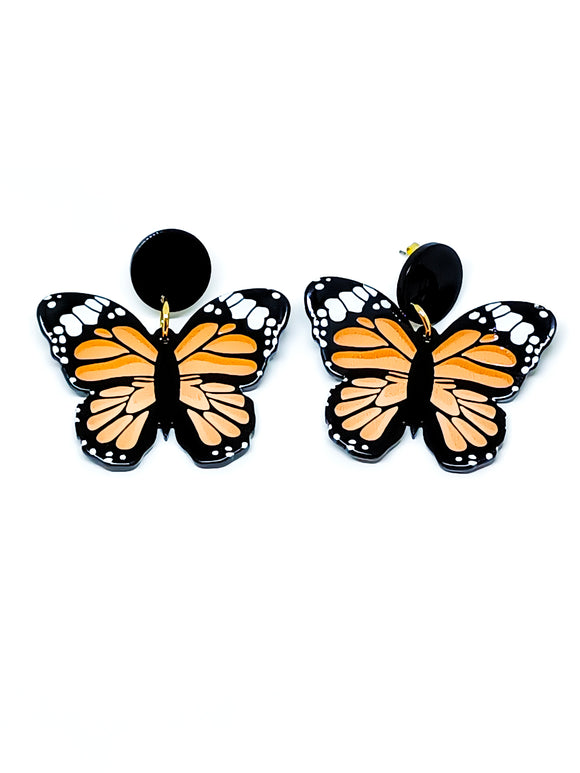 Red Monarch Butterfly Earrings