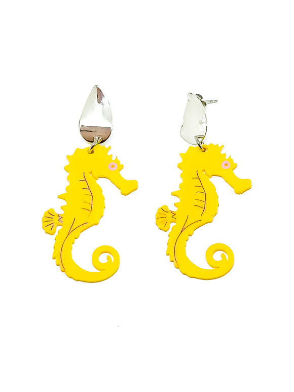 Yellow Seahorse Earrings