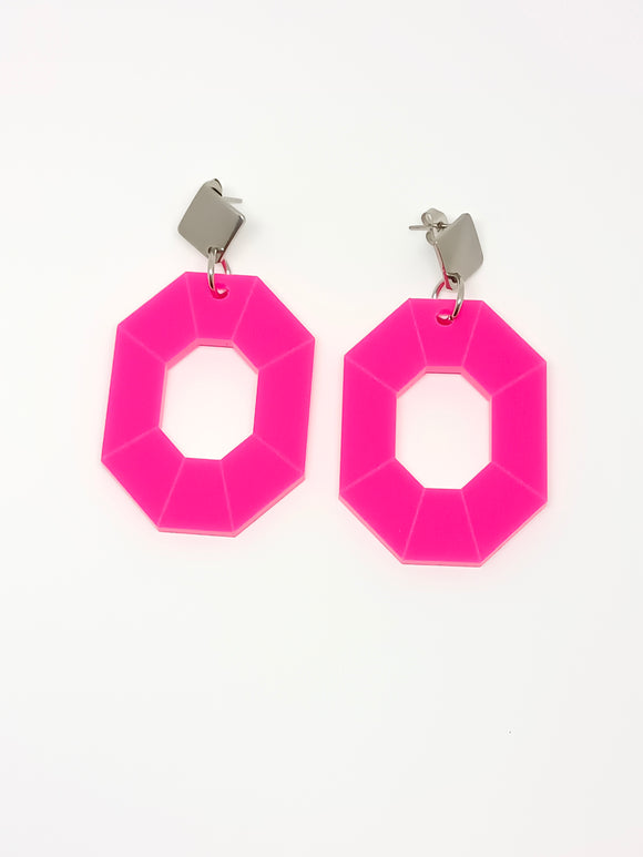 Art Deco pink octagon earrings