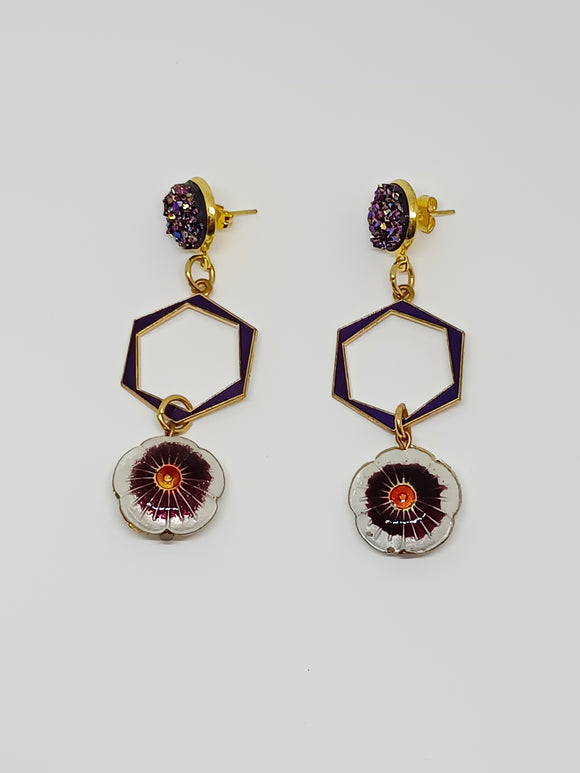 Art Deco flower earrings