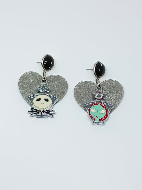 Jack and Sally heart earrings