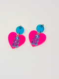 Pendientes Corazón y Osito de gominola azul