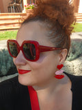 Red and pink kisses earrings 