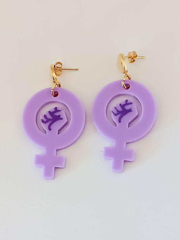 Pendientes Símbolo de la mujer lavanda