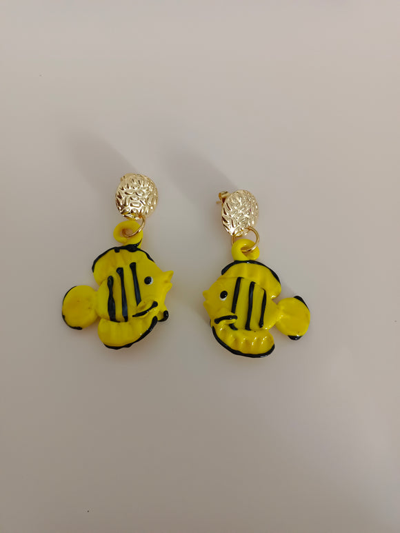 Pendientes de vidrio Peces amarillos
