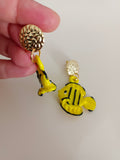Pendientes de vidrio Peces amarillos